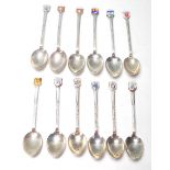 SET OF TWELVE SILVER 925 TEASPOONS WITH COUNTRY SHIELDS PANELS