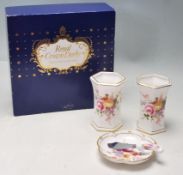 ROYAL CROWN DERBY FINE BONE CHINA VASES IN ORIGINAL BOX