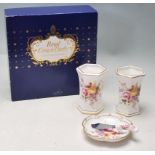 ROYAL CROWN DERBY FINE BONE CHINA VASES IN ORIGINAL BOX