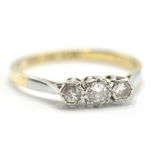 18CT GOLD AND DIAMOND THREE STONE RING