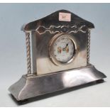 MID 20TH CENTURY WHITE METAL / CHROME / SILVER PLATED MANTEL CLOCK