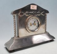MID 20TH CENTURY WHITE METAL / CHROME / SILVER PLATED MANTEL CLOCK