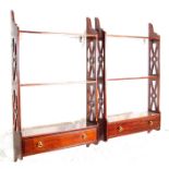 ANTIQUE MAHOGANY WALL MOUNTING SHELVES