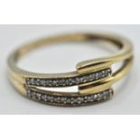 9CT GOLD AND DIAMOND SPLIT BAND RING