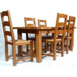 LARGE FRENCH OAK REFECTORY DINING TABLE & CHAIRS