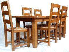 LARGE FRENCH OAK REFECTORY DINING TABLE & CHAIRS