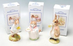 A COLLECTION OF THREE ROYAL ALBERT, THE WORLD OF BEATRIX POTTER FIGURES.