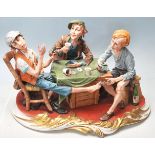 ITALIAN NAPLES CAPODIMONTE CERAMIC CENTREPIECE ' THE CHEATS '