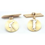 GOLD ART DECO GOLF RELATED CUFFLINKS