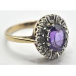 HALLMARKED 9CT GOLD AND PURPLE STONE RING
