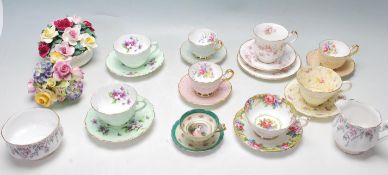 COLLECTION OF FIVE 19TH CENTURY VICTORIAN FINE BONE CHINA TEA CUPS