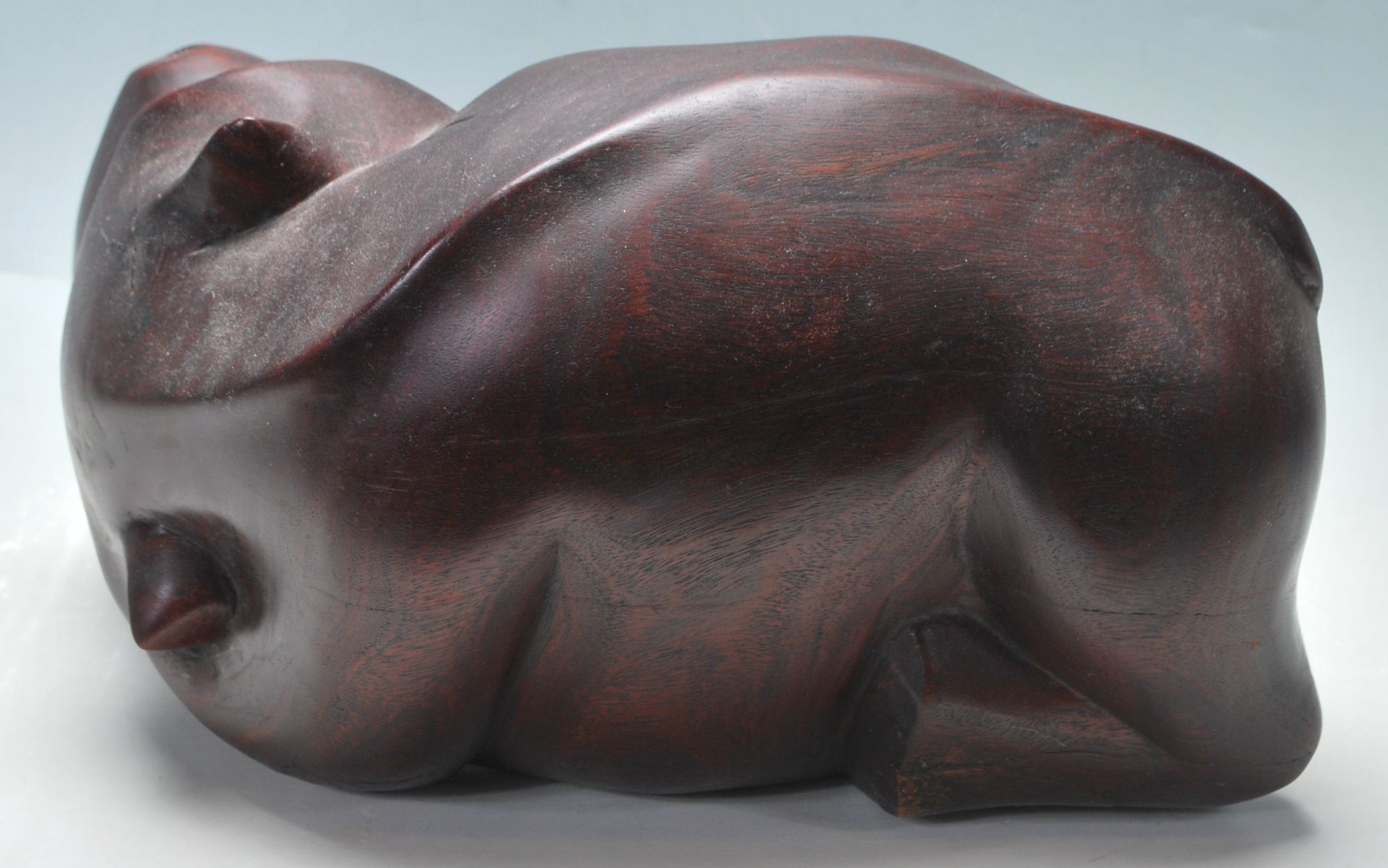 RETRO 20TH CENTURY HAND CARVED HIPPO / HIPPOPOTAMUS - Image 3 of 6