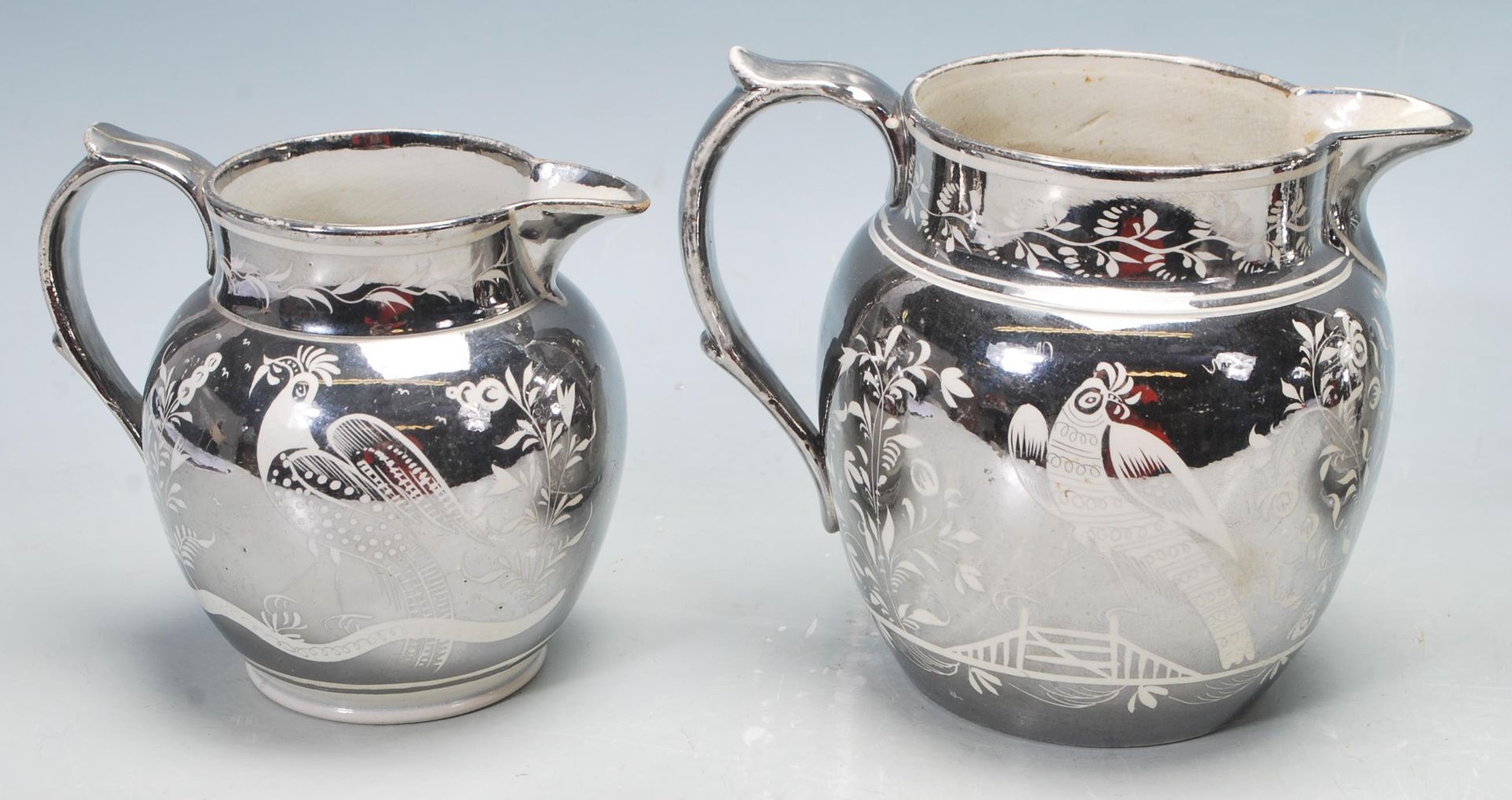 COLLECTION 19TH CENTURY VICTORIAN SILVER RESIST LUSTRE WARE JUGS - Bild 5 aus 6