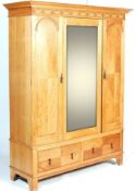 ART DECO OAK TRIPLE WARDROBE LINEN PRESS