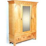 ART DECO OAK TRIPLE WARDROBE LINEN PRESS