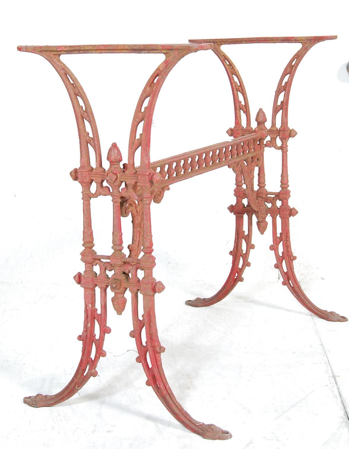 VICTORIAN STYLE CAST IRON BENCH ENDS AND TABLE - Image 3 of 6