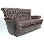 ANTIQUE STYLE BROWN LEATHER CHESTERFIELD SOFA SETTEE