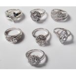 SILVER AND WHITE STONE DRESS RINGS