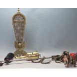 COLLECTION OF BRASS WARES - FIRE GUARD . TIMER ETC