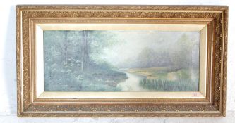 ENGLISH SCHOOL OIL ON CANVAS PAINTING WOODLAND SCENE