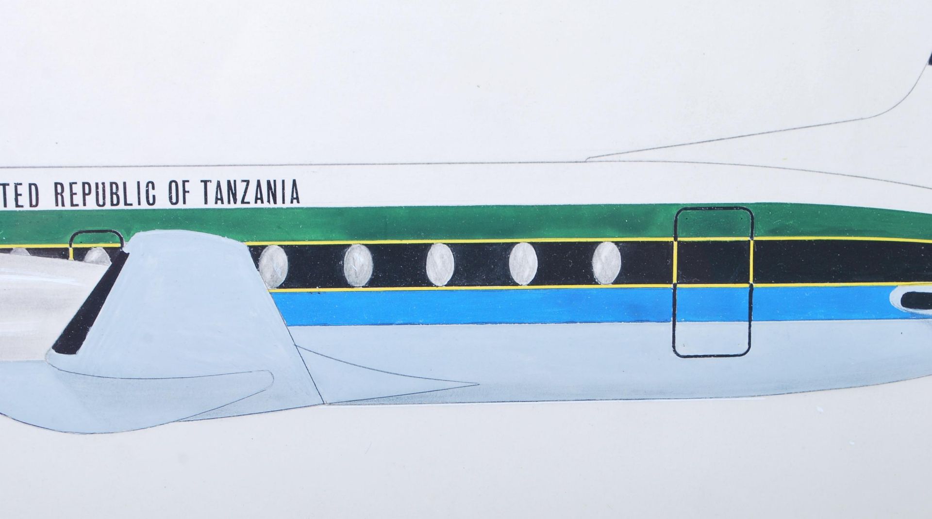 UNITED REPUBLIC OF TANZANIA AEROPLANE PENCIL DRAWING - Bild 4 aus 6