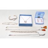 SILVER MIXED LADIES JEWELLERY INCLUDING AMBER