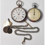 VICTORIAN SILVER POCKET WATCH AND INGERSOLL POCKET WATCH AND CHAIN