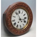 A 19TH CENTURY VICTORIAN FRENCH OAK MAHOGANY STATION / POST OFFICE CLOCK