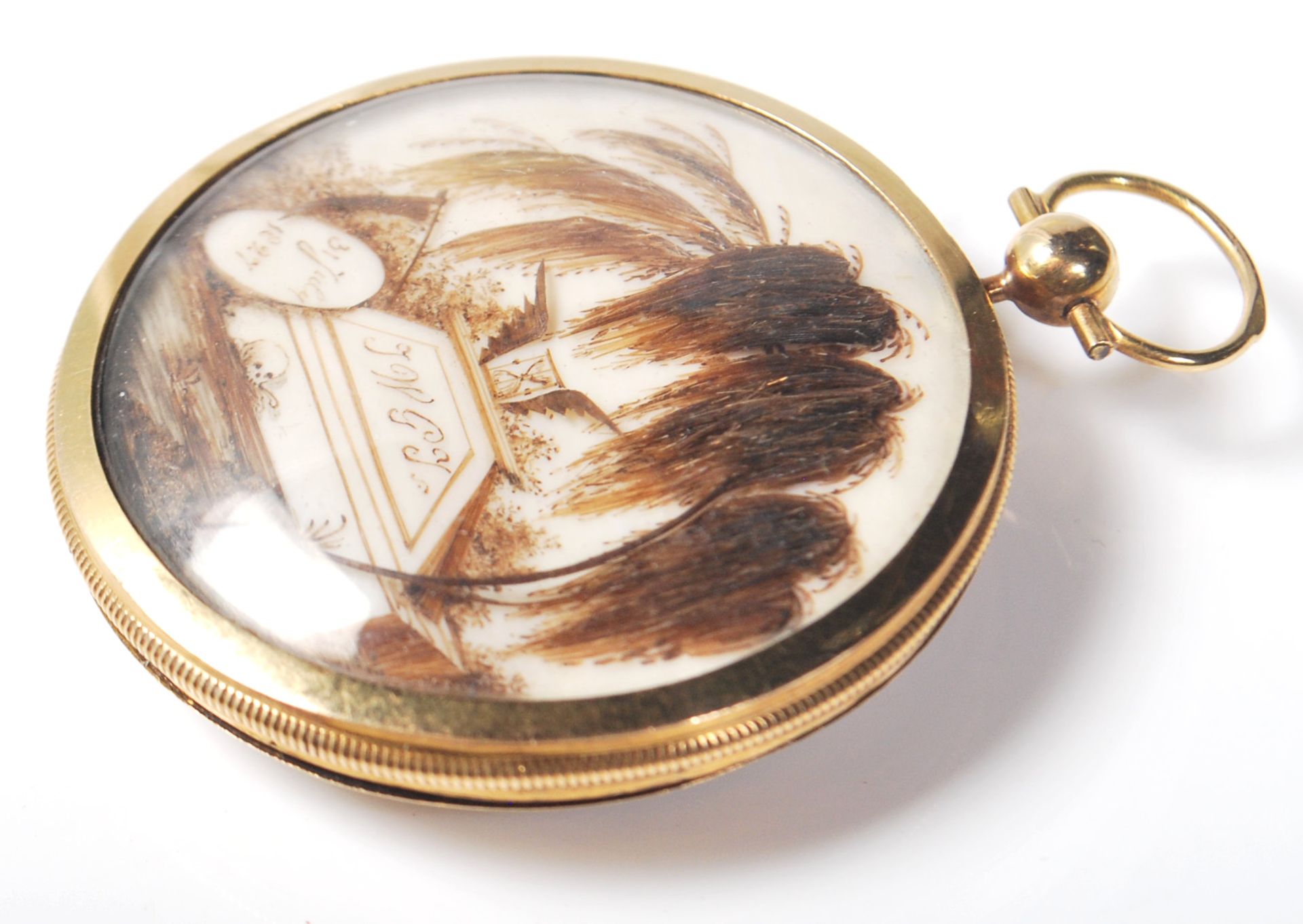 A GEORGIAN GOLD AND HAIR MOURNING LOCKET DATED 1827 - Bild 4 aus 7