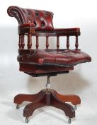 ANTIQUE STYLE OXBLOOK RED LEATHER CAPTAINS DESK CHAIR