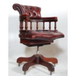 ANTIQUE STYLE OXBLOOK RED LEATHER CAPTAINS DESK CHAIR