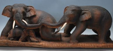 LARGE AFRICAN TRIBAL CARVED ELEPHANT SCULPTURE