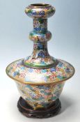 CHINESE CLOISONNE ENAMEL AND BRASS GU VASE