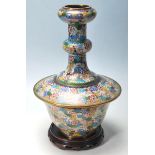 CHINESE CLOISONNE ENAMEL AND BRASS GU VASE