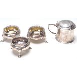 FOUR 19TH CENTURY VICTORIAN SILVER CONDIMENT POTS / WEIGHT 320G