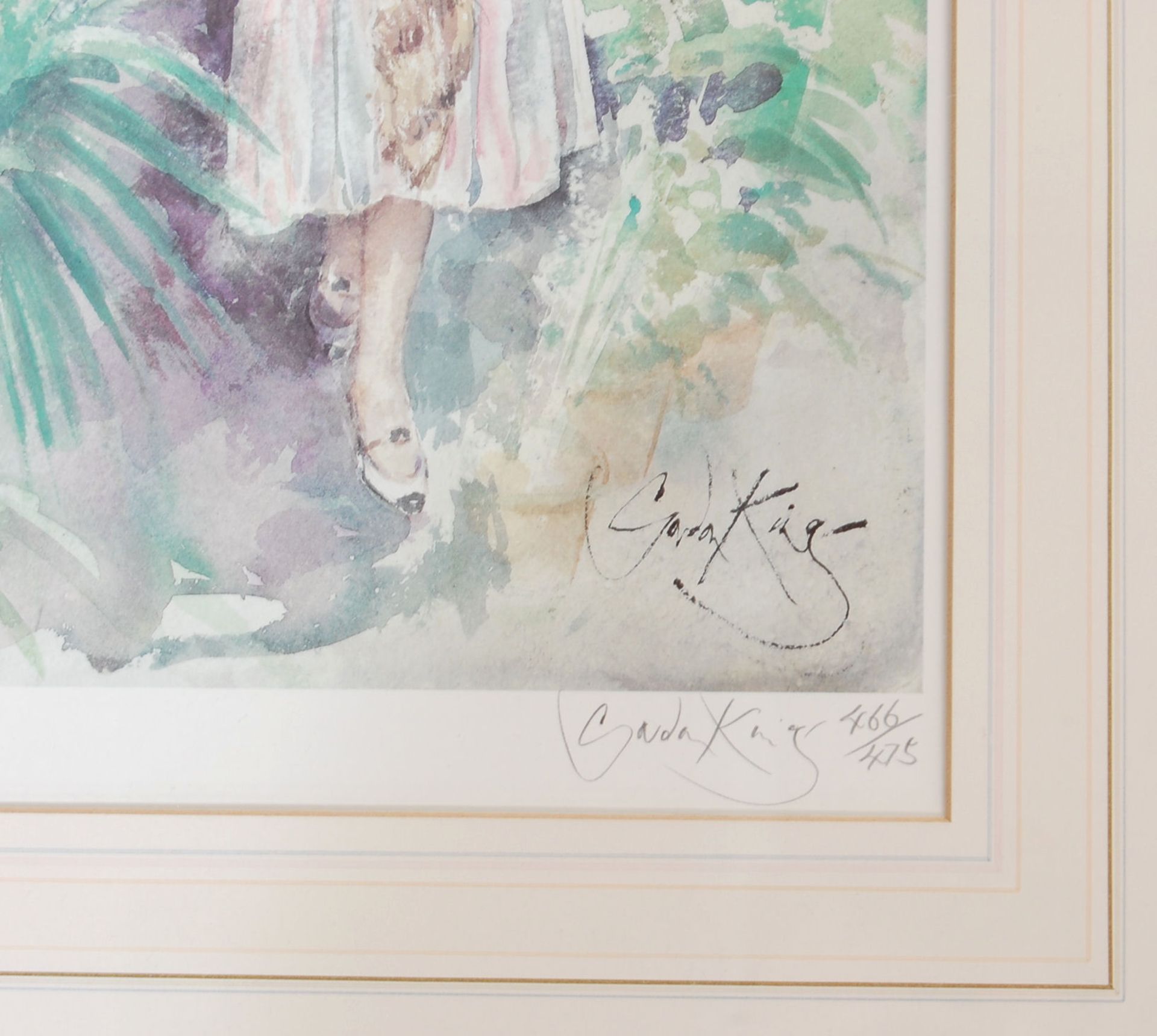 AFTER GORDON KING SIGNED PRINT OF A WATERCOLOUR FLAPPER GIRL - Image 3 of 4