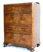 WALNUT 1930’S ART DECO CHEST OF DRAWERS WITH BAKELITE BLOCK HANDLES