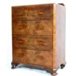 WALNUT 1930’S ART DECO CHEST OF DRAWERS WITH BAKELITE BLOCK HANDLES