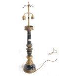 BLACK AND MARBLE BRASS TABLE LAMP