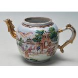 19TH CENTURY QIANLONG FAMILLE ROSE TEAPOT WITH FINE HANDPAINTED SCENES