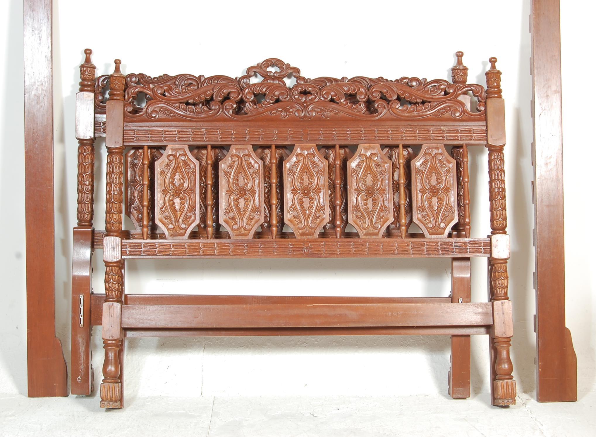 ANTIQUE STYLE LARGE MAHOGANY CARVED DOUBLE BED - Image 2 of 8