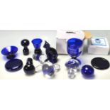 A QUANTITY OF RETRO 20TH CENTURY STUDIO BRISTOL BLUE GLASS