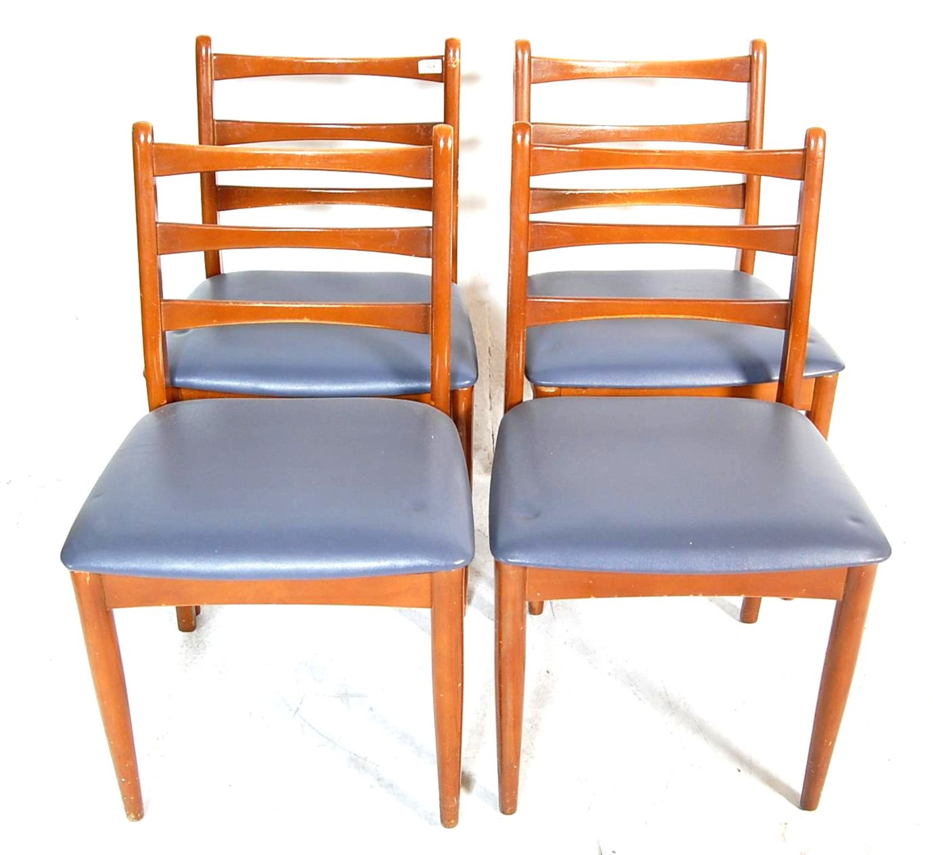 VINTAGE RETRO TEAK LADDER BACK DINING CHAIRS - Bild 5 aus 10