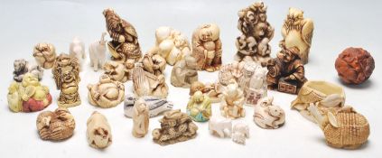 COLLECTION OF CHINESE RESIN CAST NETSUKE FIGURES ETC