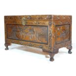 CHINESE CARVED CAMPHORWOOD BLANKET BOX