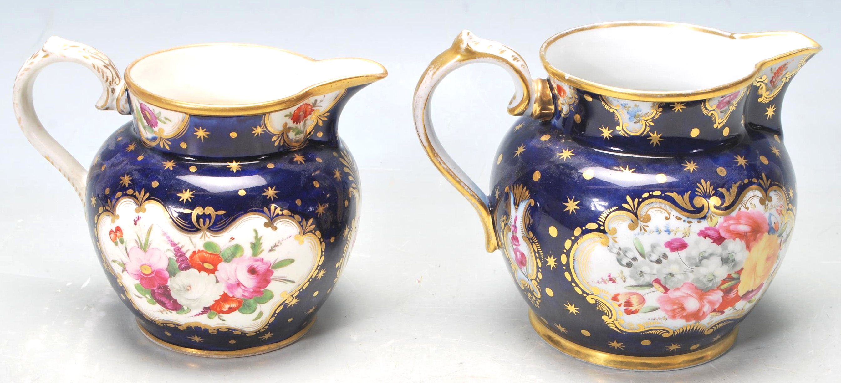 PAIR OF VICTORIAN 19TH CENTURY COBALT BLUE AND GILT JUGS - Image 4 of 8