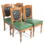 4 VICTORIAN MAHOGANY AND FAUX LEATHER DINING CHAIRS