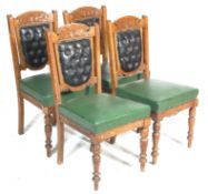 4 VICTORIAN MAHOGANY AND FAUX LEATHER DINING CHAIRS