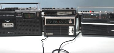 SIX RETRO 20TH CENTURY PORTABLE RADIO CASSETTE PLAYER