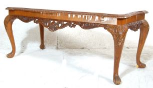 20TH CENTURY BURR WALNUT COFFEE TABLE WITH QUEEN ANNE LEGS